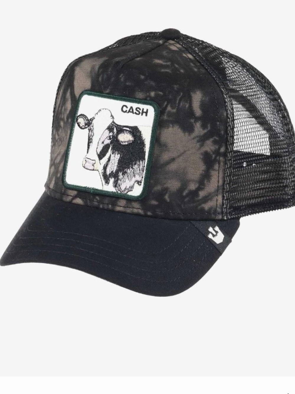 Black Trucker Cap with Cow Patch - Cash Embroidered